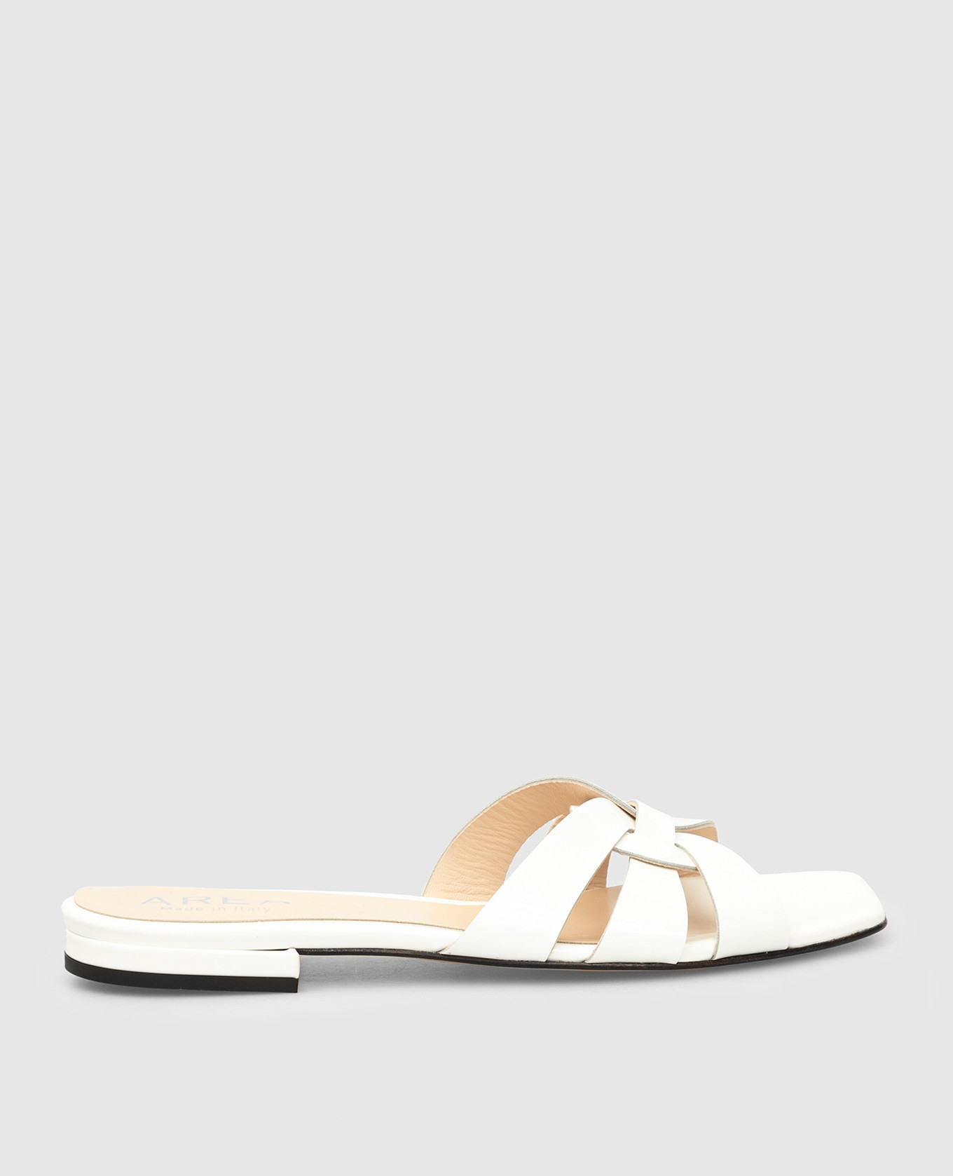 

Белые лаковые кожаные шлепанцы, Белый, Шлепанцы