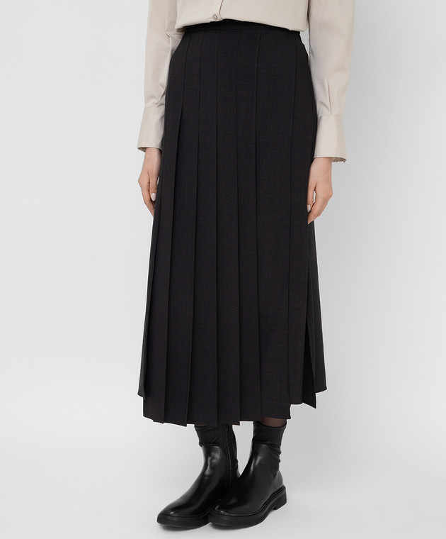 Brunello Cucinelli Темно-серая юбка из шерсти M0W27G2994 изображение 3