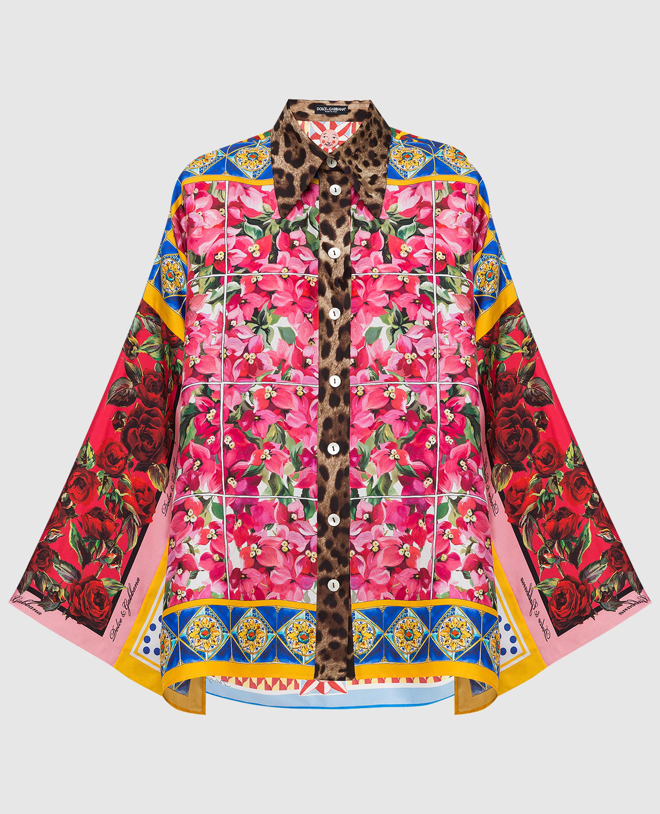 

Шелковая блуза с узором и разрезами Dolce&Gabbana, Разноцветный, Рубашки и блузы