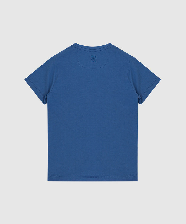 Stefano Ricci Детская синяя футболка с вышивкой эмблемы YNH8200140803 изображение 2