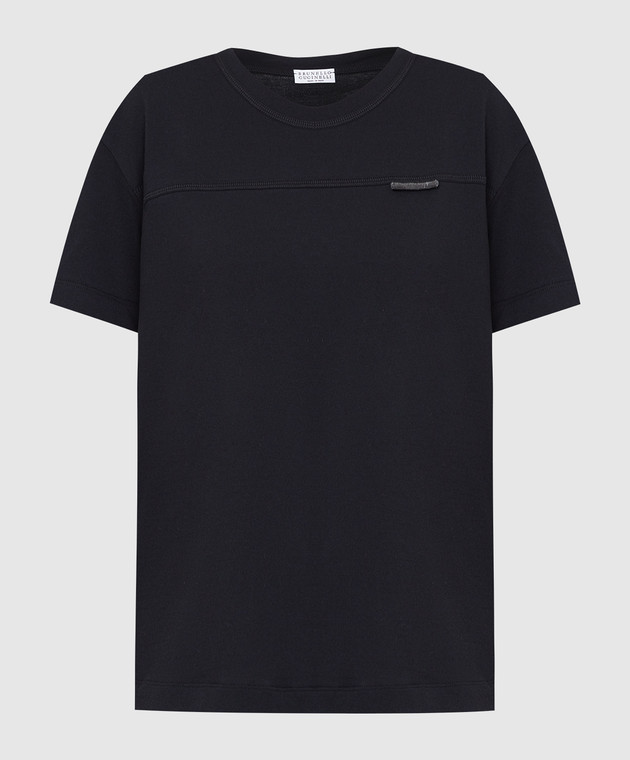 Brunello Cucinelli Чорна футболка з ланцюжками M0A45DD360