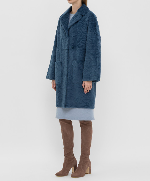 Giuliana Teso Синє пальто з хутра кролика 94K9330A зображення 3
