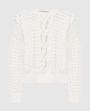 Valentino Белый ажурный свитер XB3KC29M738