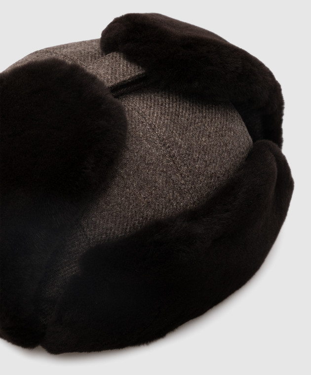 Enrico Mandelli Шапка-ушанка из кашемира с мехом норки CAP5734804 изображение 4