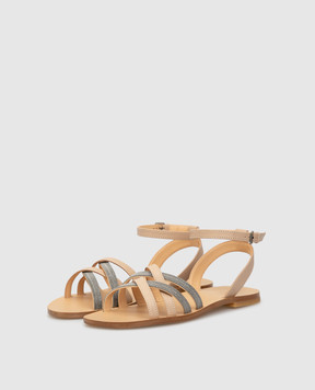 Brunello Cucinelli Дитячі бежеві сандалі BZF00ZC005