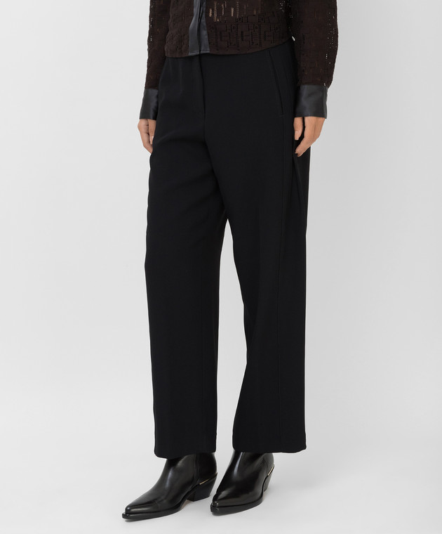 Peserico Чорні штани широкого крою з защипами P0408101974 зображення 3