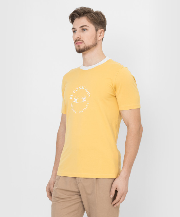 Brunello Cucinelli Желтая футболка с принтом M0T617137 изображение 3