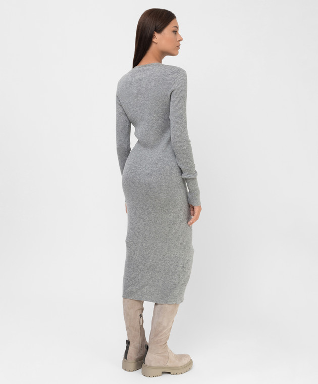 Brunello Cucinelli Light gray cashmere dress with chains M2E809A92 image 4