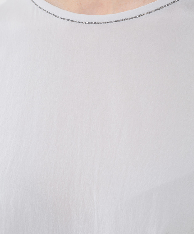Brunello Cucinelli Серый топ из шелка MF948DA100 изображение 5