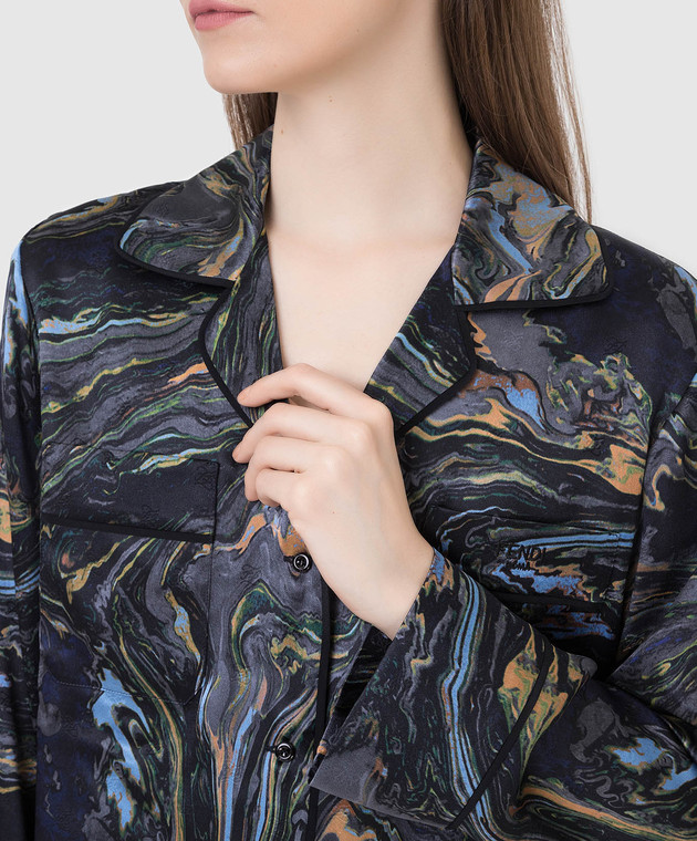 Fendi Шелковая блуза в принт FS6993AJ09 изображение 5