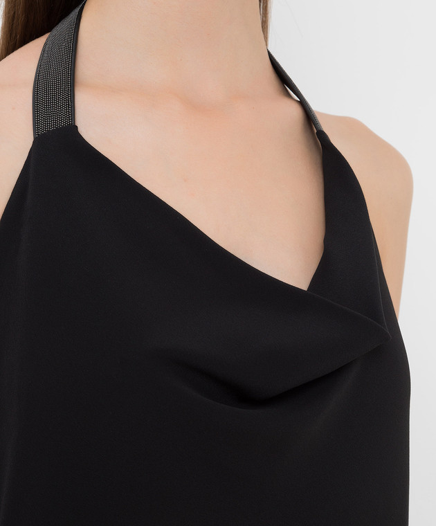 Brunello Cucinelli Черное платье с разрезом и драпировкой MA029A4551 изображение 5