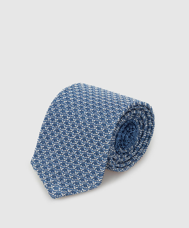 Stefano Ricci Дитячий світло-синій шовковий галстук в візерунок YCRMTSR8189