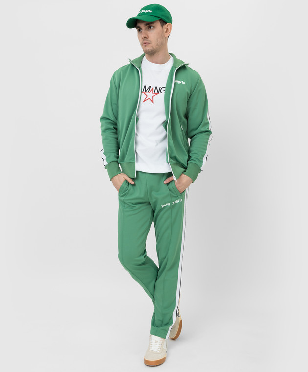 Palm Angels Зеленые спортивные брюки с принтом логотипа PMCA007F21FAB001 изображение 2