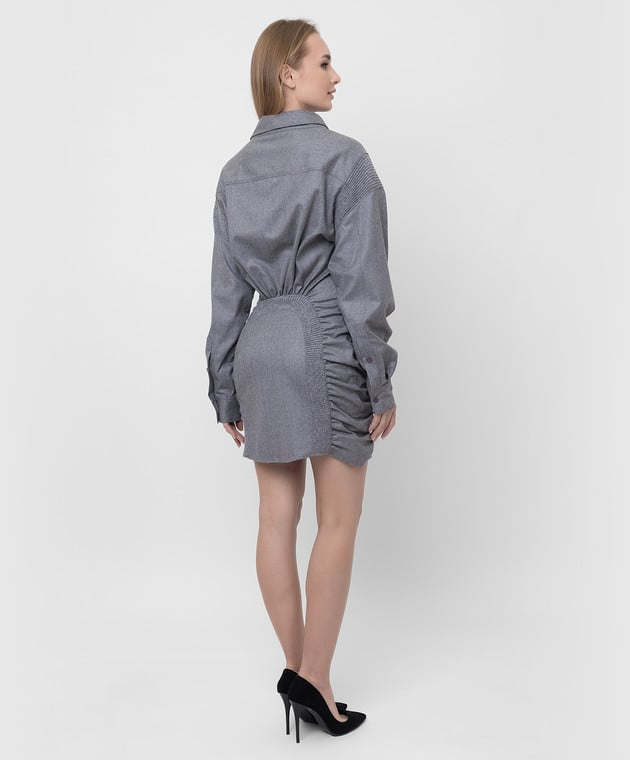 Stella McCartney Серое платье мини Wren из шерсти 604078SNB53 изображение 4