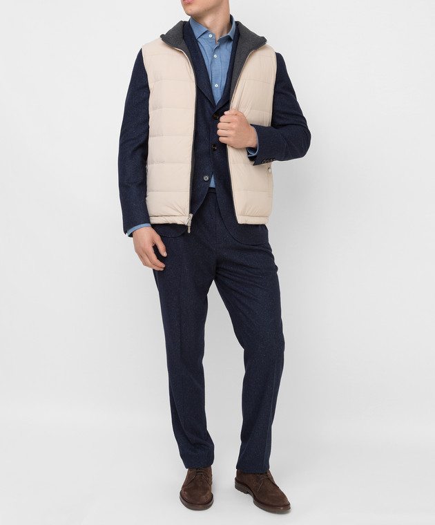 Brunello Cucinelli Темно-серый двусторонний пуховый жилет из шерсти, шелка и кашемира MM4851755 изображение 2