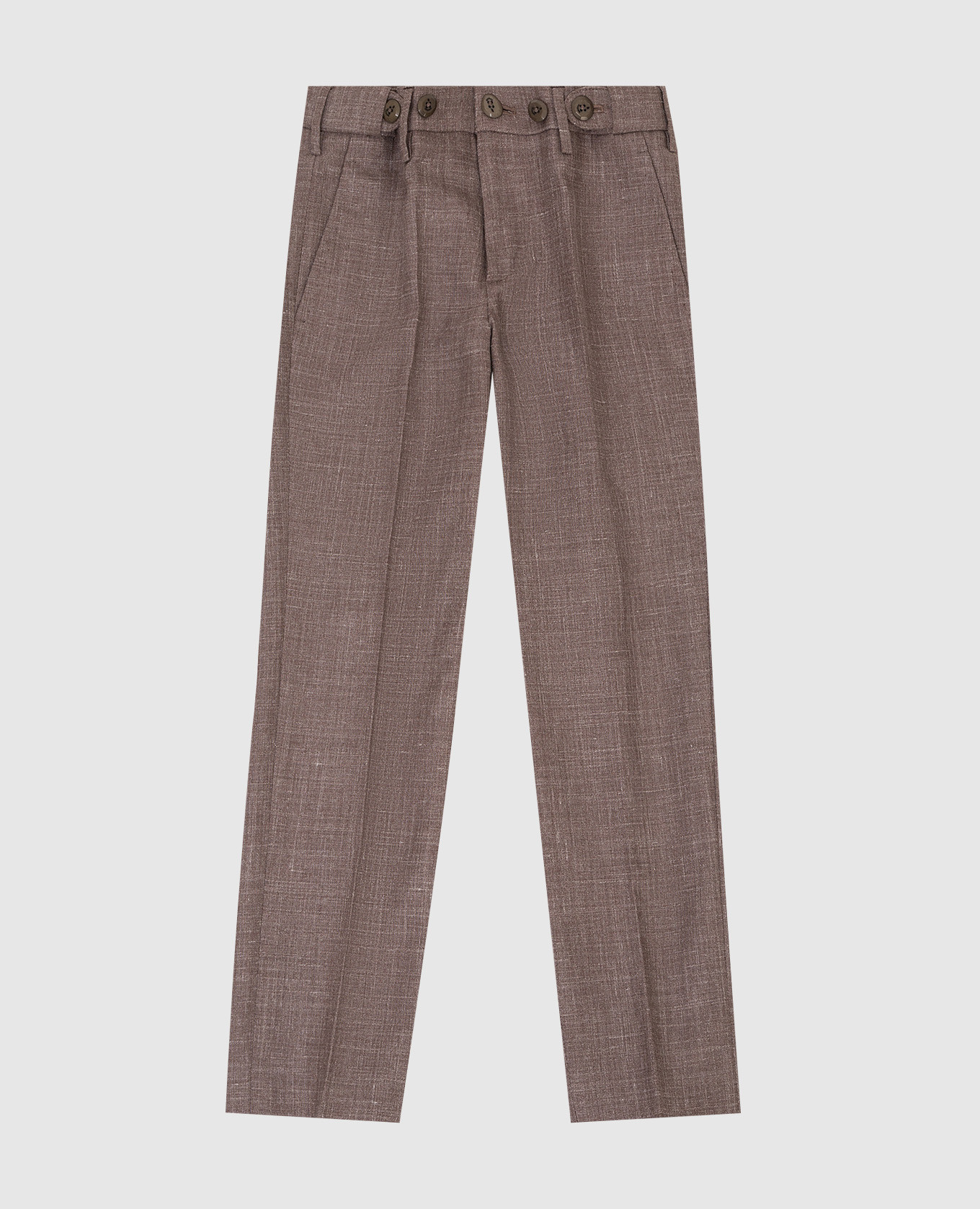 

Детские брюки из шерсти, шелка и льна, Тёмно-бежевый, Повседневные брюки casual