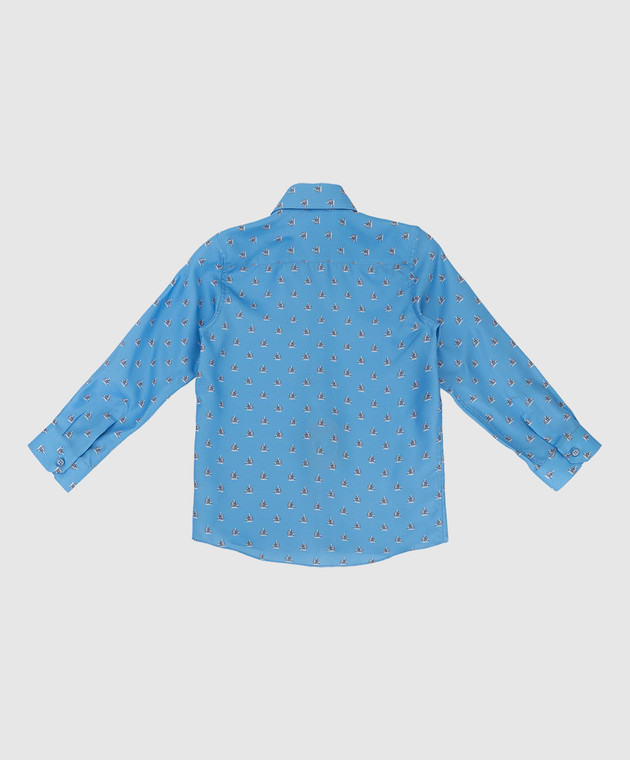 Stefano Ricci Детская голубая шелковая рубашка в узор YC003203NG600F изображение 2