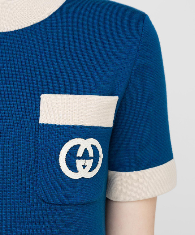 Gucci Синее платье из шерсти 606015XKA4A изображение 5