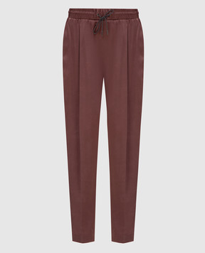 Fabiana Filippi Темно-коричневые брюки из шелка PAD271B800
