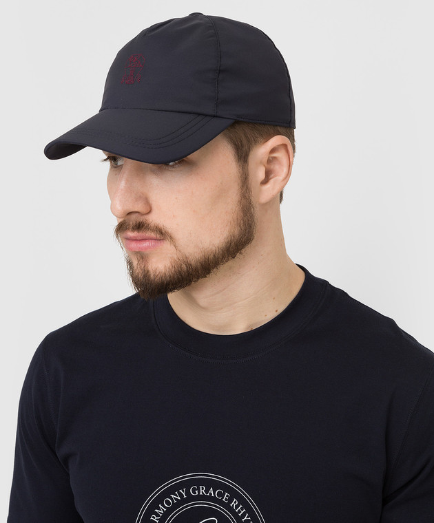 Brunello Cucinelli Темно-синяя кепка с вышивкой эмблемы MM45A9985 изображение 2