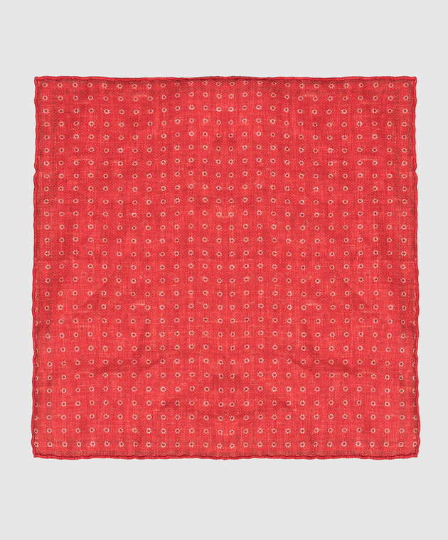 Brunello Cucinelli Червоний льняна хустка в візерунок MQ8490091 зображення 3