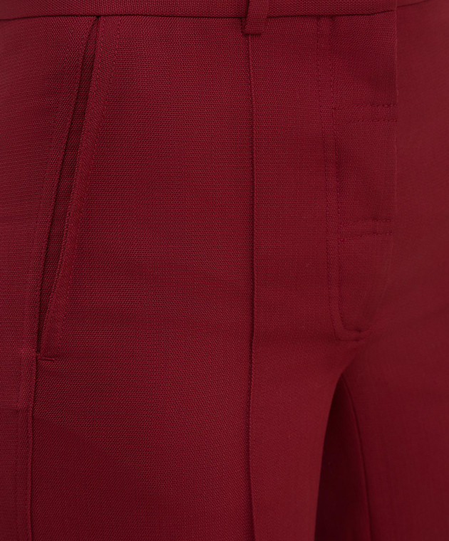 Victoria Beckham Бордовые брюки из шерсти TRWID2500D изображение 5
