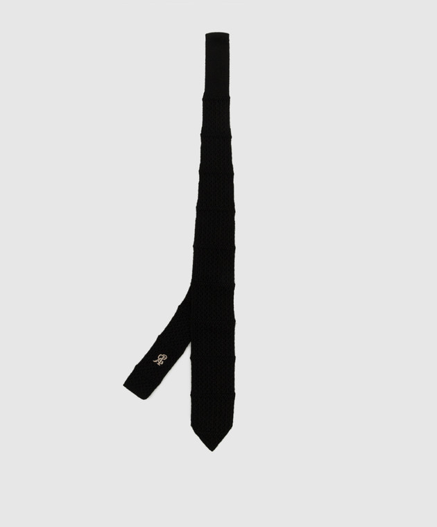 Stefano Ricci Children's black patterned cashmere tie YCRMTSR2600 image 2