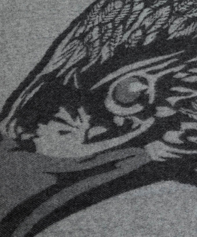 Stefano Ricci Сірий плед з кашеміру з візерунком емблеми MWA14000408394 зображення 2