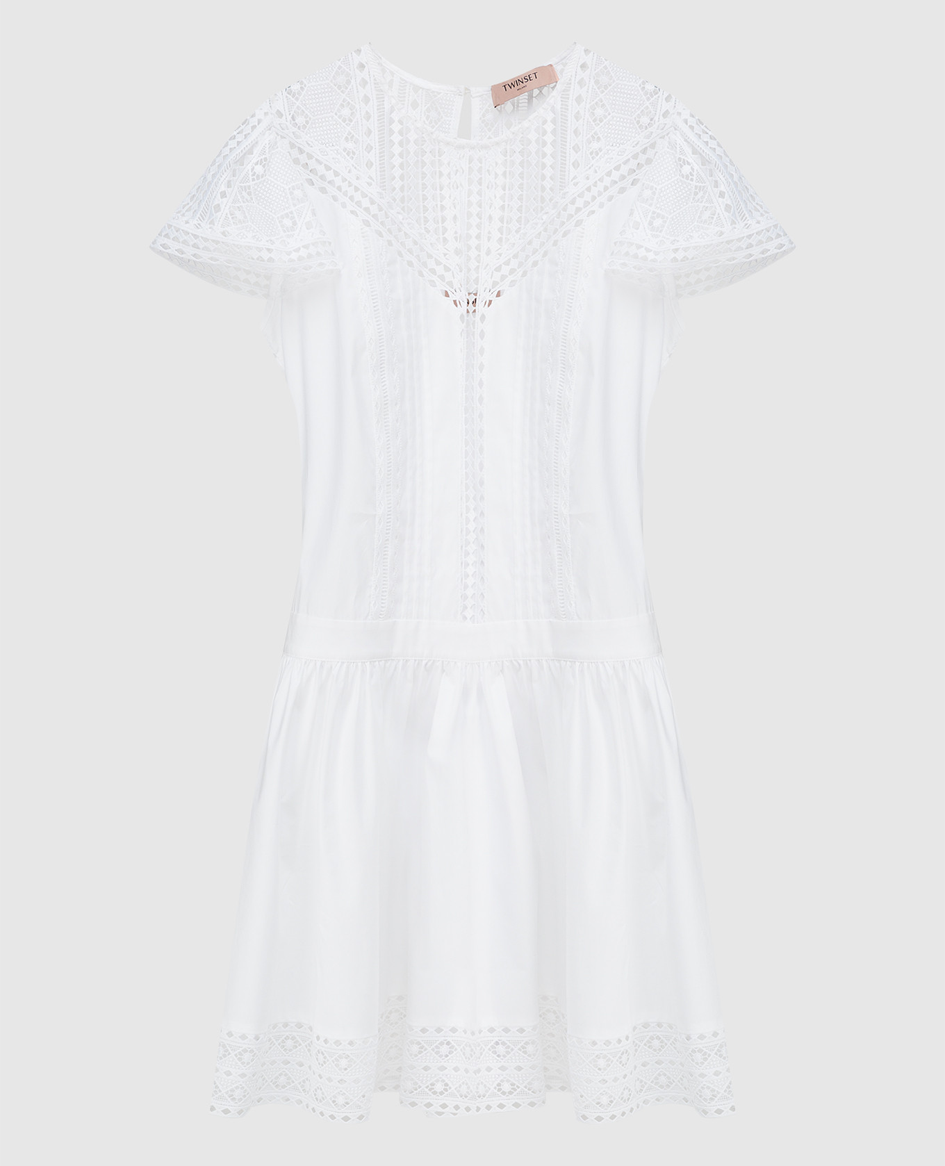 

Платье с кружевными вставками Twin Set, Белый, Платья Мини