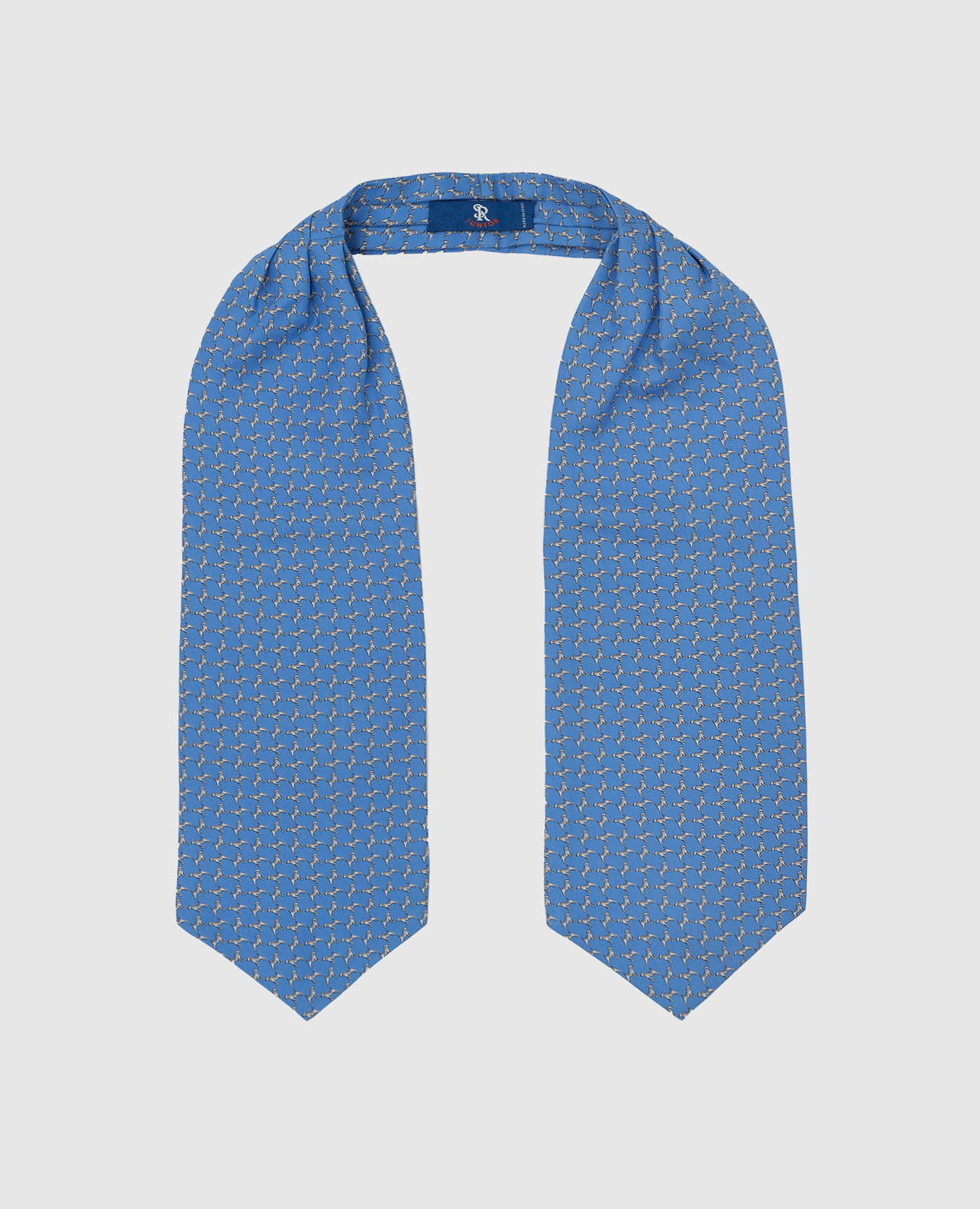 Детский светло-синий шелковый галстук аскот в узор
