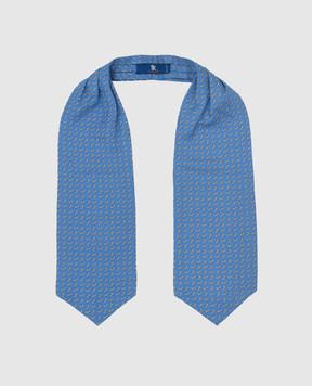 Stefano Ricci Дитяча світло-синя шовкова краватка аскот у візерунок YASNG300
