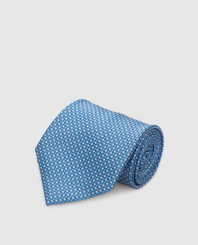 Stefano Ricci Голубой шелковый галстук в узор паттерн CH39028