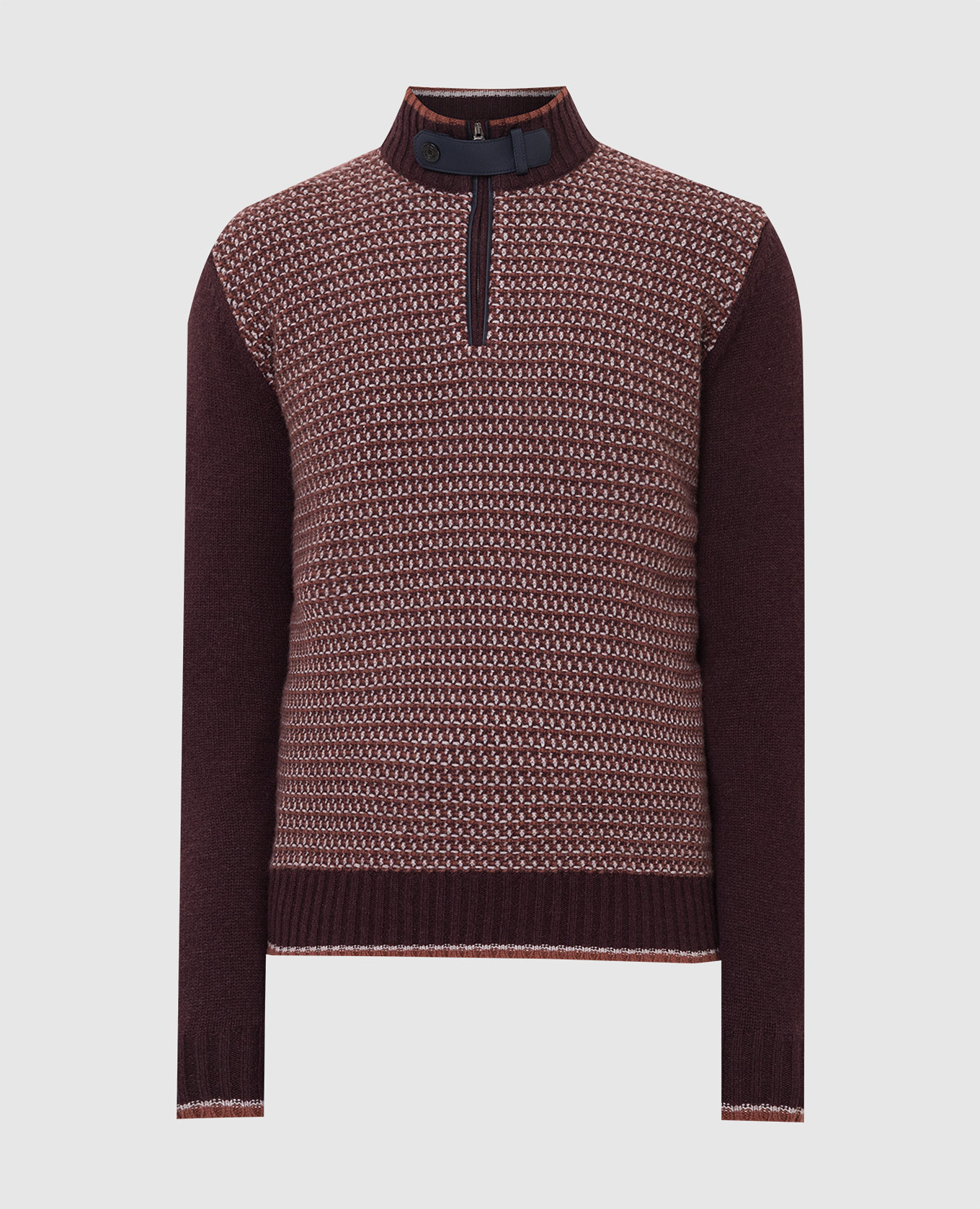 Stefano Ricci Бордовый свитер из кашемира в узор K606238L03F21420
