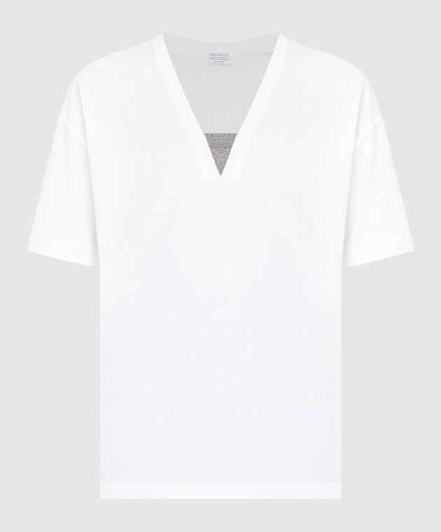 Brunello Cucinelli Белая футболка с цепочками M0A45EL642