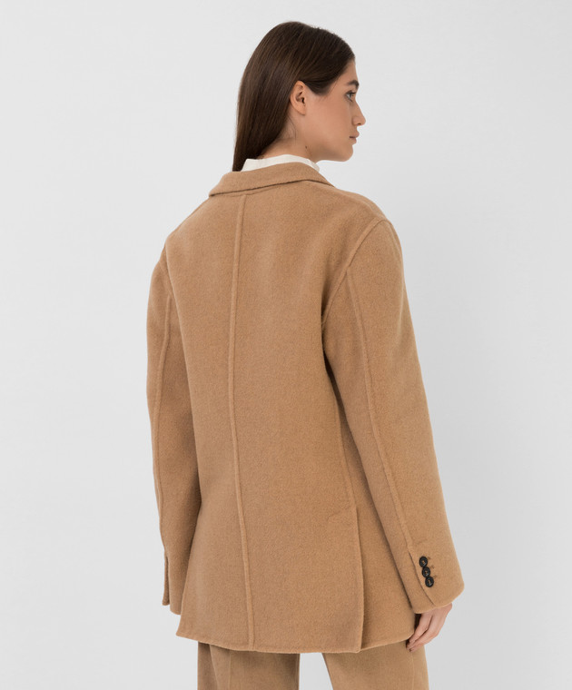 N21 Бежевое двубортное пальто из шерсти L0113160 изображение 4