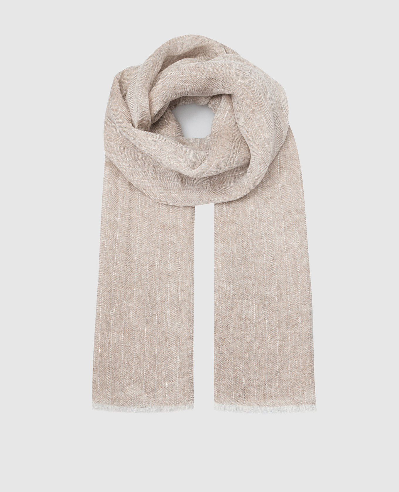 

Бежевый льняной шарф с люрексом, Шарфы