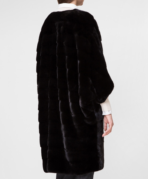 Real Furs House Чорне хутряне пальто TB923 зображення 4