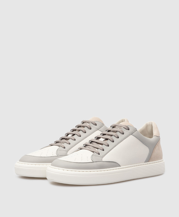 Brunello Cucinelli Белые кожаные сникеры MZUBBSJ226 изображение 3