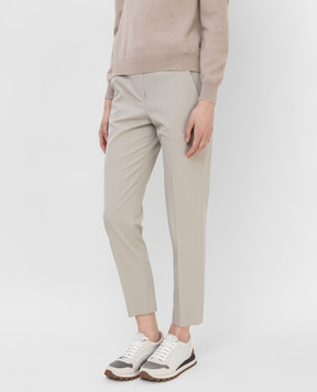 Brunello Cucinelli Брюки из шерсти с нашитыми цепочками MP526P7604