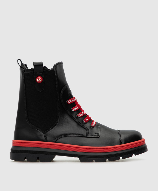 Dolce&Gabbana Детские черные кожаные ботинки на меху D10969A18893738