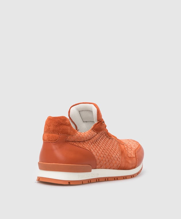 Stefano Ricci Детские оранжевые кроссовки из кожи питона UYR01G803VHSDPT изображение 3