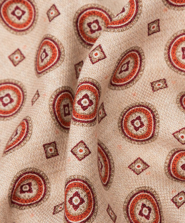 Brunello Cucinelli Светло-бежевый шелковый платок в узор MQ8470091 изображение 5