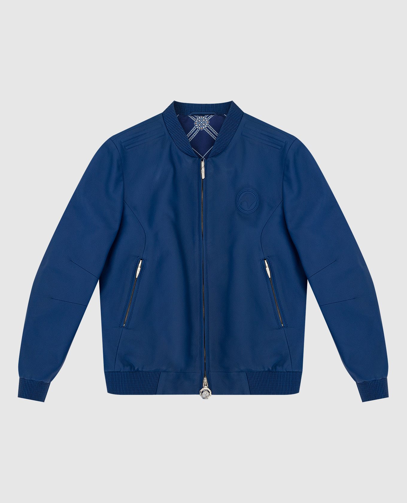 Children's blue leather bomber jacket