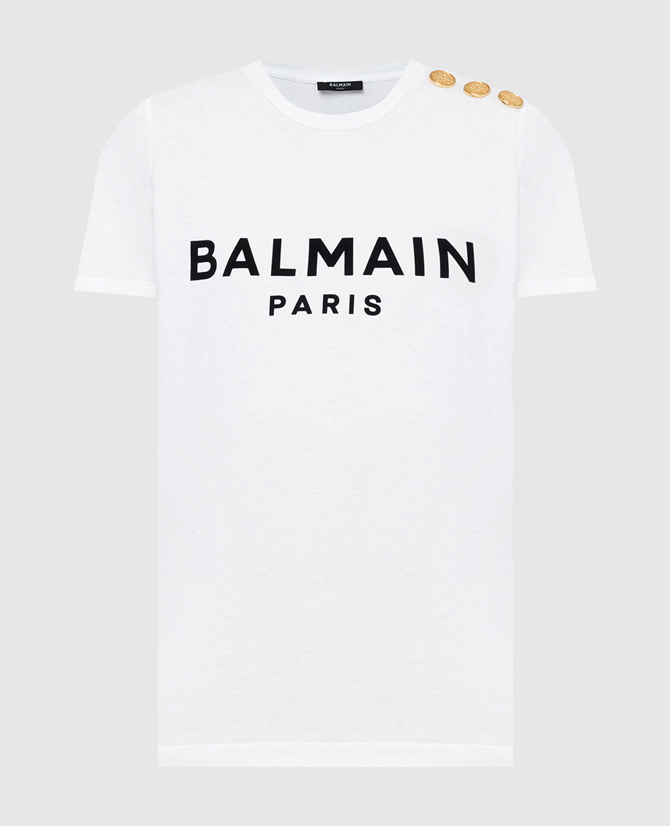 

Футболка с принтом логотипа и заклепками Balmain, Белый, Футболки