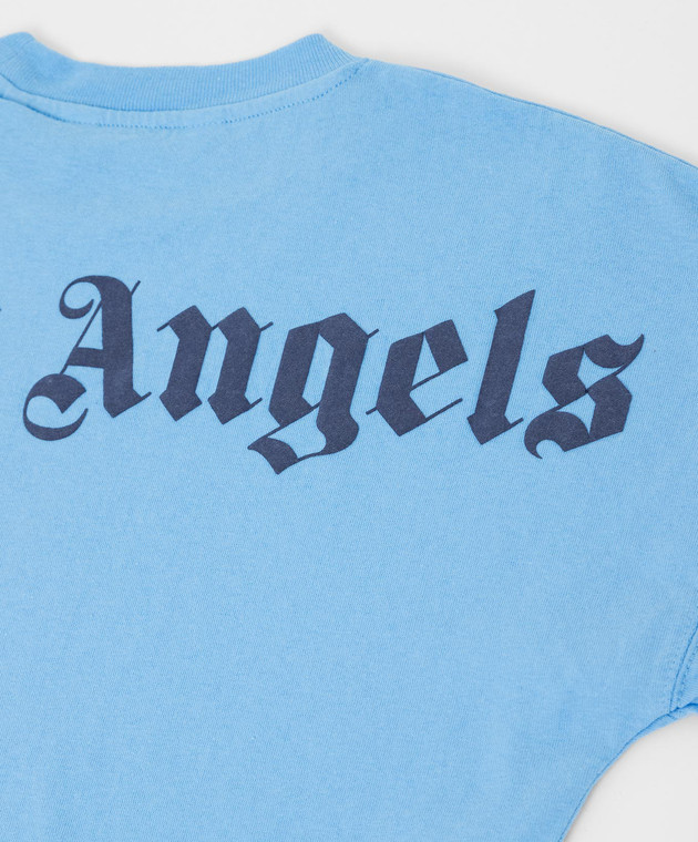 Palm Angels Children's blue T-shirt with logo print PBAA002F21JER001 image 3