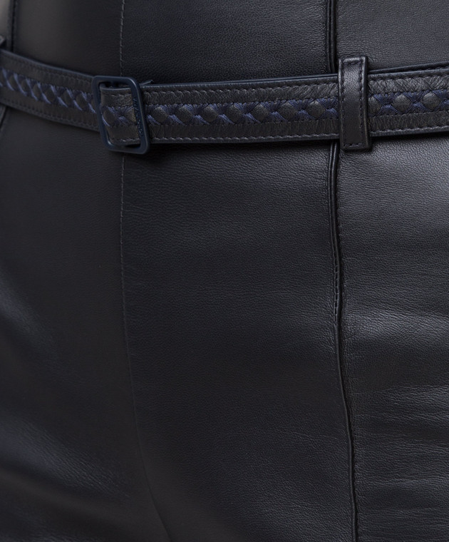 Loro Piana Темно-синие кожаные брюки FAL5454 изображение 5