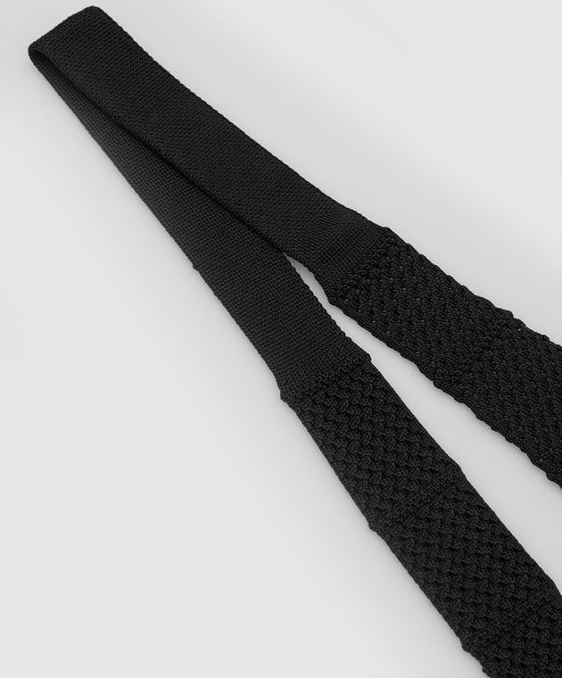 Stefano Ricci Детский черный шелковый галстук в узор YCRM2600SETA изображение 3