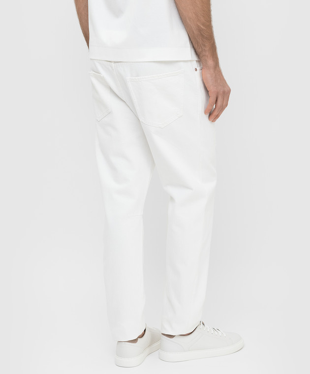 Brunello Cucinelli Белые джинсы с прорехами M262PX2340 изображение 4