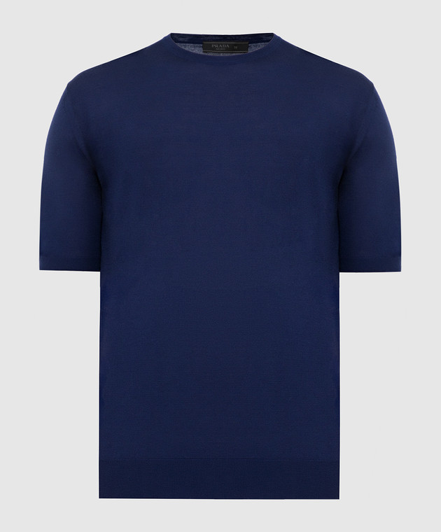 Prada Синяя футболка из шерсти UMA123C5W