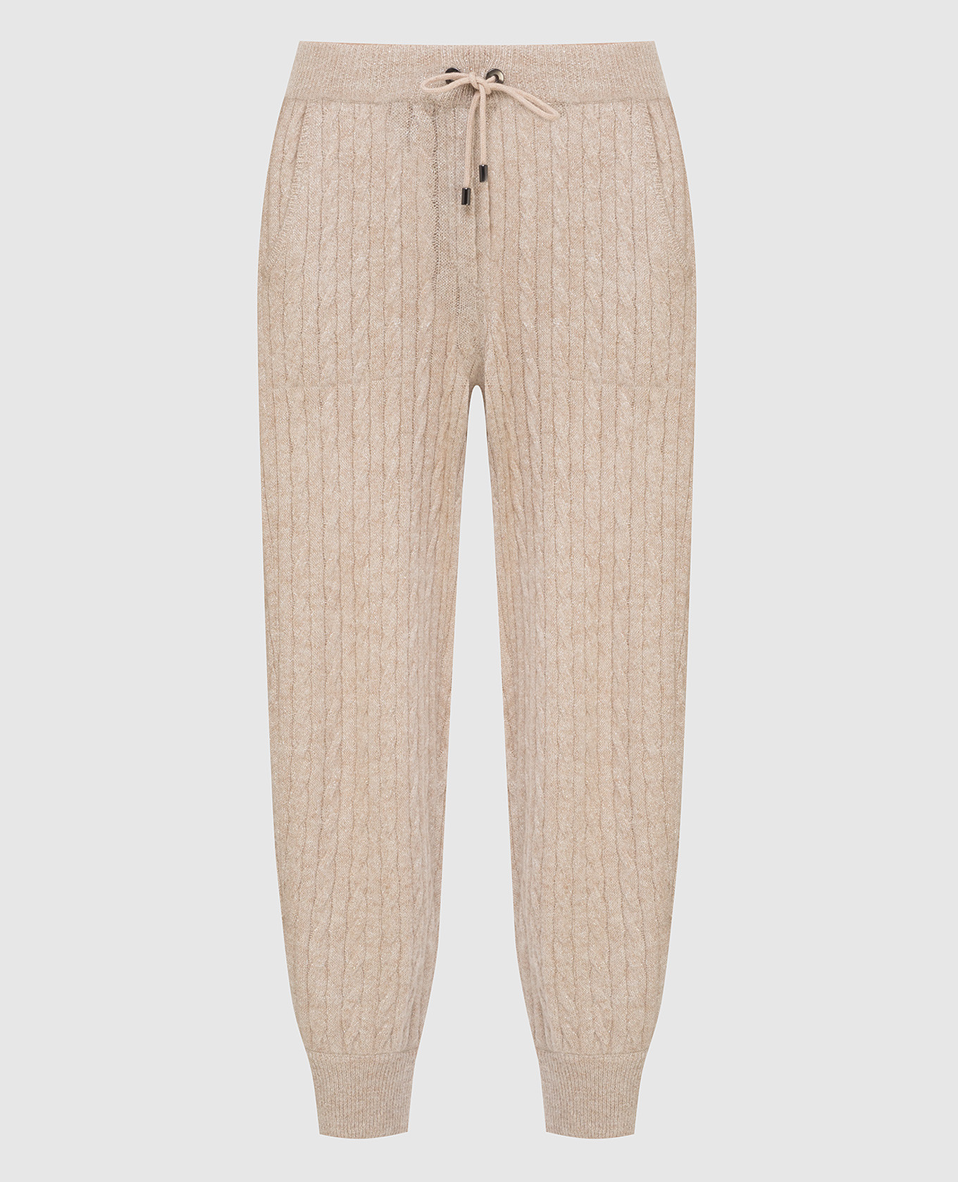 Light beige trousers with lurex and textured pattern